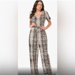 Women's Black and White Snake Print Jumpsuit